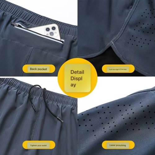 Men's/Ladies' loose-fitting 5 pants quick-drying lined anti-slip double-layer gym shorts