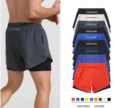 Men's/Ladies' loose-fitting 5 pants quick-drying lined anti-slip double-layer gym shorts